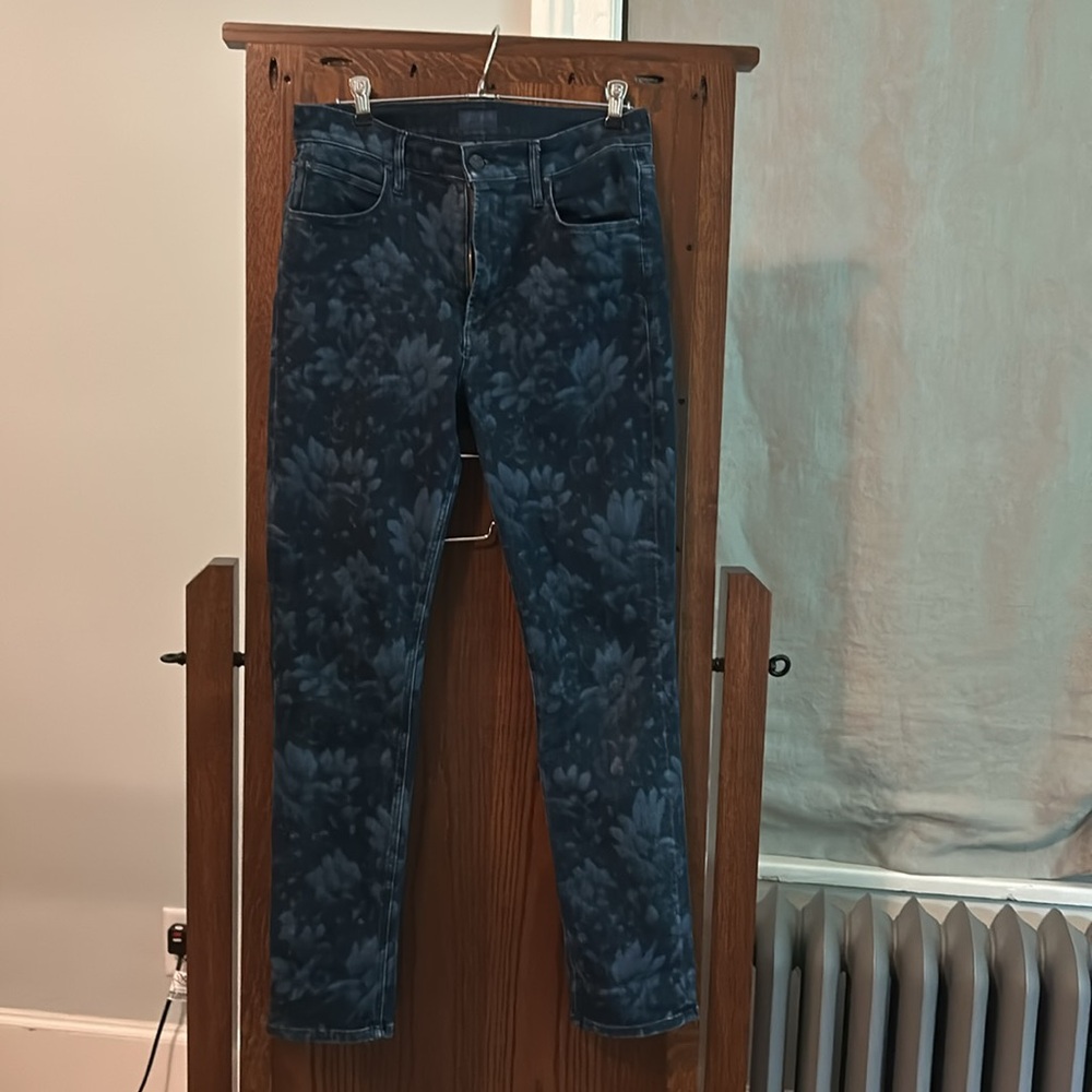 MOTHER High Rise Jeans in Blue Floral